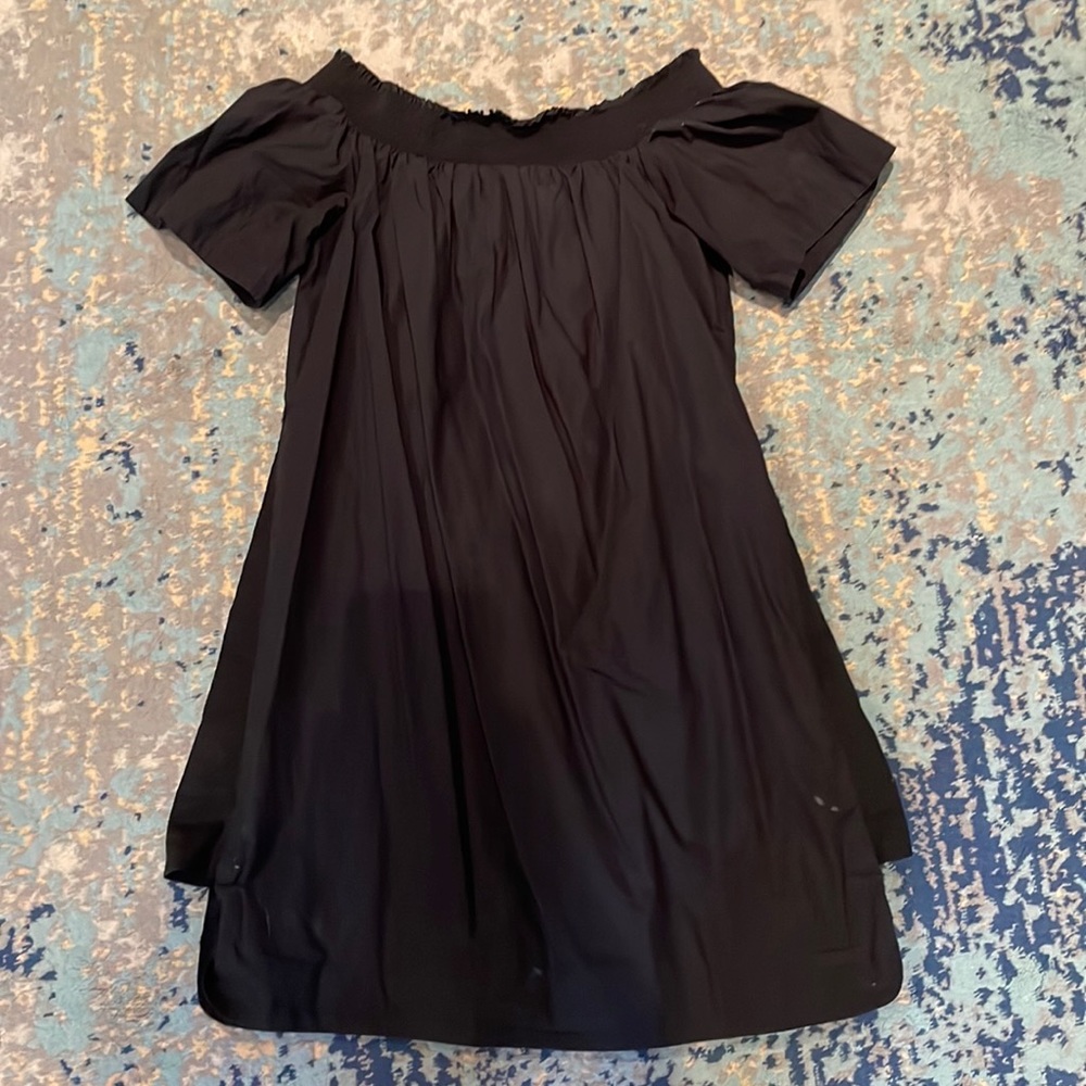 J.Crew Off Shoulder Mini Dress Black Cotton Poplin Size 4P